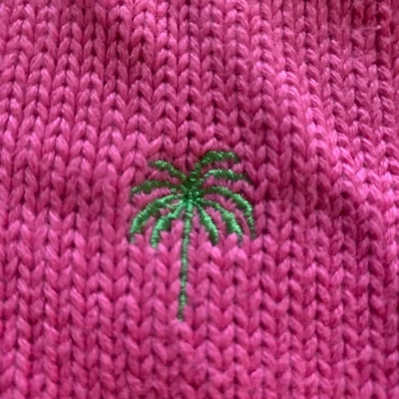 LILLY PULTIZER VINTAGE  Preppy Bright Pink & Green Zip Up Sweater - Size 7 - Picture 3 of 5